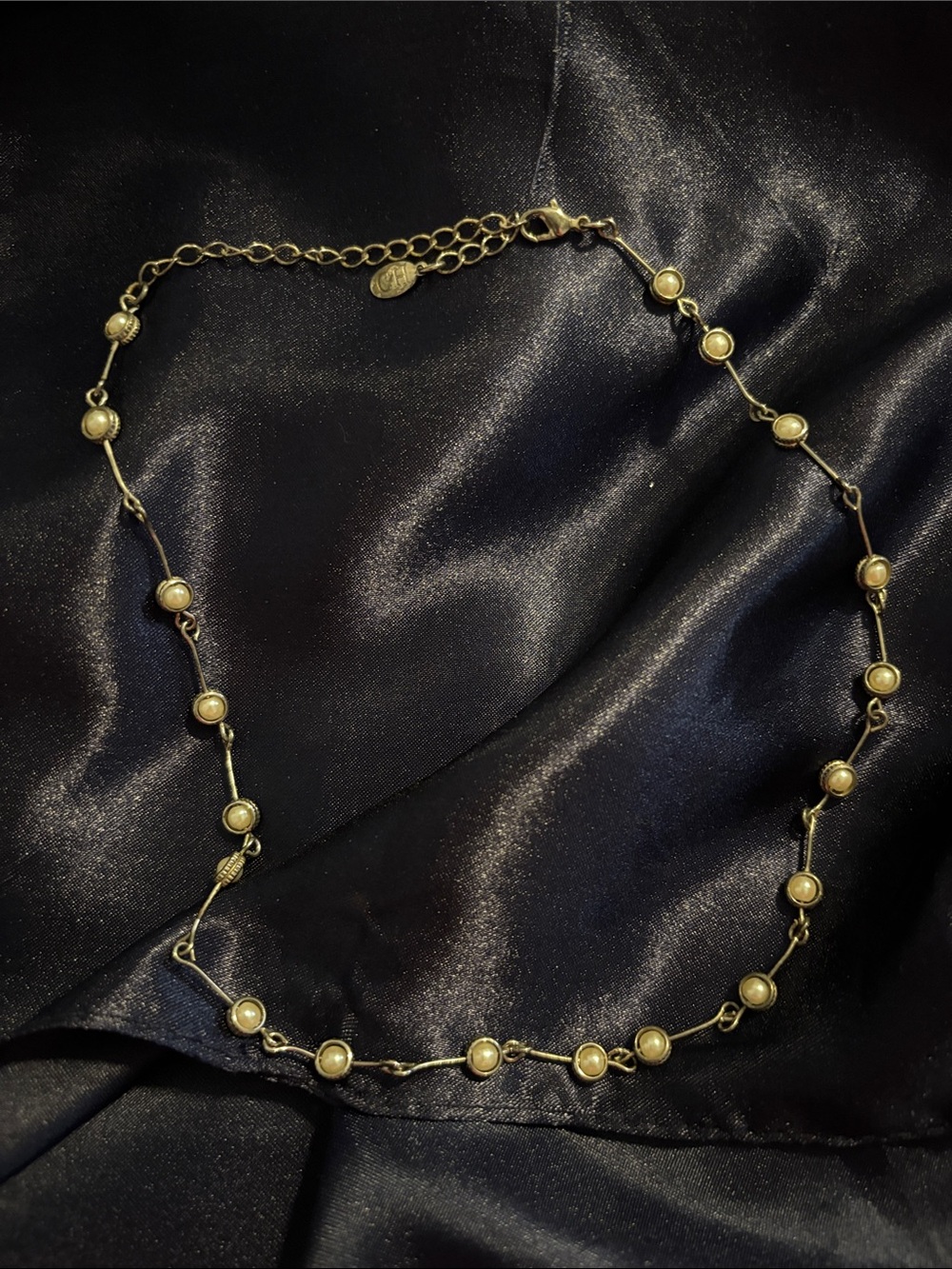 Gold Pearl Station Necklace for Women - Classic Gold Finish